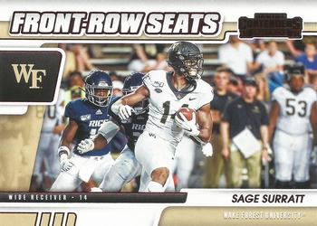 2021 Panini Contenders Draft Picks - Front-Row Seats Red #31 Sage Surratt Front