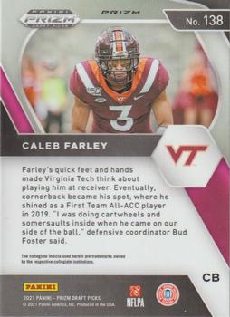 2021 Panini Prizm Draft Picks Collegiate - Orange Ice #138 Caleb Farley Back