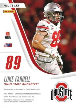 2021 Panini Chronicles Draft Picks - Threads Rookie Signatures #TS-LKF Luke Farrell Back