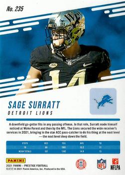 2021 Panini Prestige - Xtra Points Astral #235 Sage Surratt Back