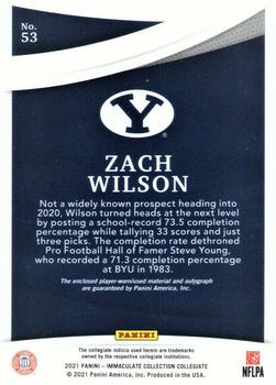 2021 Panini Immaculate Collection Collegiate - Emerald #53 Zach Wilson Back