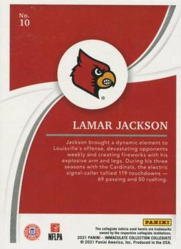 2021 Panini Immaculate Collection Collegiate - Ruby #10 Lamar Jackson Back