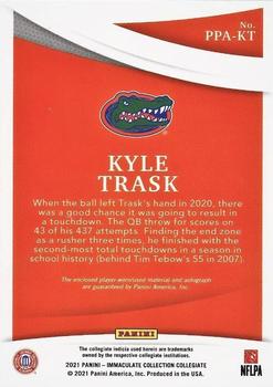 2021 Panini Immaculate Collection Collegiate - Premium Patches Rookie Autographs Platinum #PPA-KT Kyle Trask Back