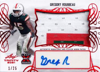 2021 Leaf Trinity - Patch Autographs Red #PA-GR1 Gregory Rousseau Front