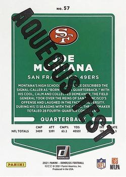 2021 Donruss - Aqueous Test #57 Joe Montana Back