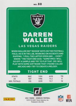 2021 Donruss - Jersey Number #88 Darren Waller Back