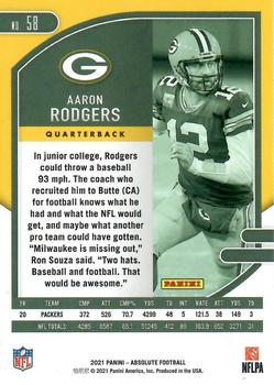 2021 Panini Absolute - Blue #58 Aaron Rodgers Back