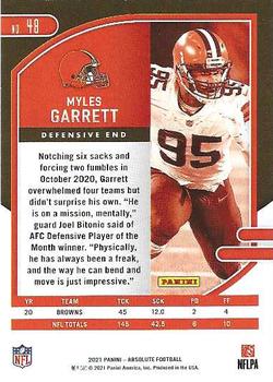 2021 Panini Absolute - Red #48 Myles Garrett Back