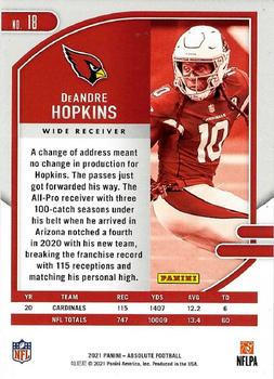 2021 Panini Absolute - Spectrum Red #18 DeAndre Hopkins Back