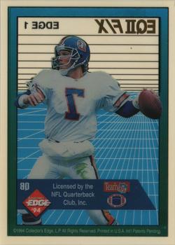 1994 Collector's Edge - EQII F/X Red Letters #1 John Elway Back