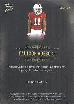 2021 Wild Card Matte #MBC-47 Paulson Adebo Back