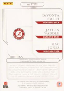 2021 Panini National Treasures Collegiate - Team Trio Materials #TTM2 DeVonta Smith / Jaylen Waddle / Mac Jones Back