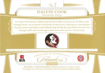 2021 Panini Flawless Collegiate - 2020 Flawless Dual Patch Autographs Gold #7 Dalvin Cook Back