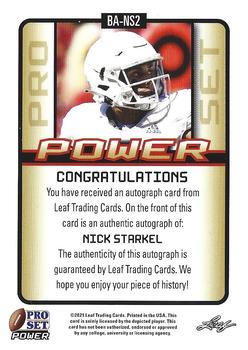 2021 Pro Set Power #BA-NS2 Nick Starkel Back