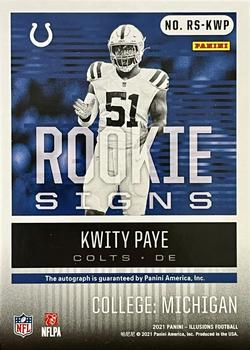 2021 Panini Illusions - Rookie Signs Green #RS-KWP Kwity Paye Back