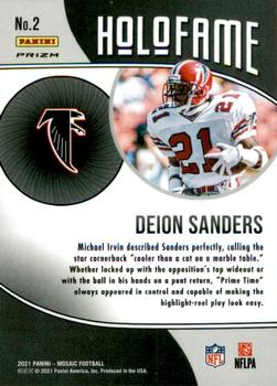 2021 Panini Mosaic - HoloFame Mosaic Green #2 Deion Sanders Back