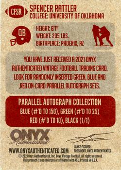 2021 Onyx Vintage College Football #CFSR Spencer Rattler Back
