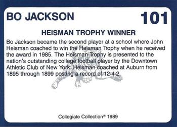1989 Collegiate Collection Auburn Tigers (200) #101 Bo Jackson Back