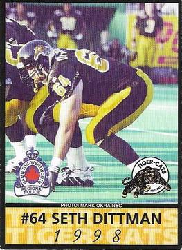 1998 Hamilton Tiger-Cats Police #NNO Seth Dittman Front