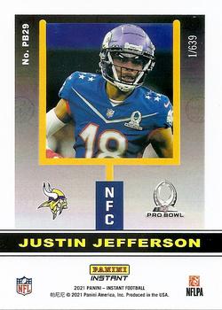 2021 Panini Instant Pro Bowl #PB29 Justin Jefferson Back