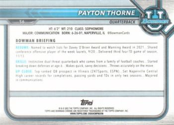 2021-22 Bowman University - Chrome Blue #56 Payton Thorne Back