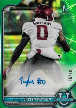 2021-22 Bowman University - Bowman Chrome Prospects Autographs Green #BCPA-JWA Jaylen Watson Front