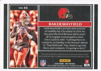 2021 Panini One - 2020 Panini One Football - Quad Patch Autographs Black #66 Baker Mayfield Back