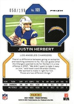 2021 Panini Prizm - Blue Wave #169 Justin Herbert Back