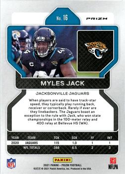 2021 Panini Prizm - Green #16 Myles Jack Back