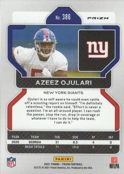 2021 Panini Prizm - Green #386 Azeez Ojulari Back