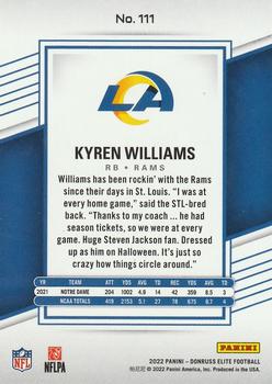 2022 Donruss Elite #111 Kyren Williams Back