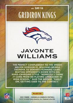 2021 Panini Chronicles - Gridiron Kings #GK-16 Javonte Williams Back