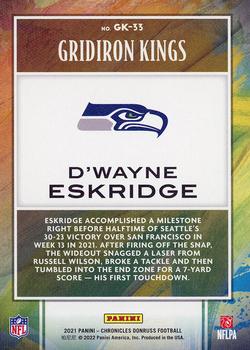 2021 Panini Chronicles - Gridiron Kings #GK-33 D'Wayne Eskridge Back