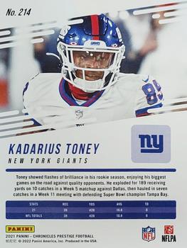 2021 Panini Chronicles - Prestige Rookies Update #214 Kadarius Toney Back