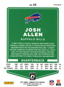 2021 Donruss Optic - Holo #53 Josh Allen Back