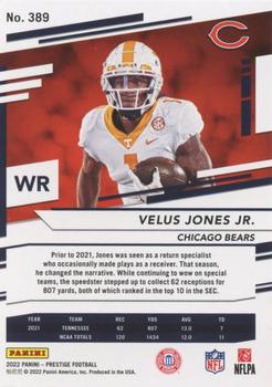 2022 Panini Prestige #389 Velus Jones Jr. Back