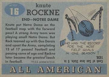1955 Topps All-American #16 Knute Rockne Back