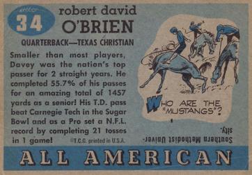 1955 Topps All-American #34 Davey O'Brien Back