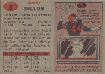 1957 Topps #9 Bobby Dillon Back