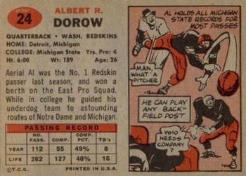 1957 Topps #24 Al Dorow Back