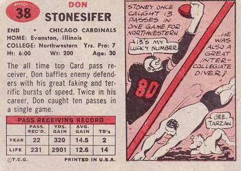 1957 Topps #38 Don Stonesifer Back
