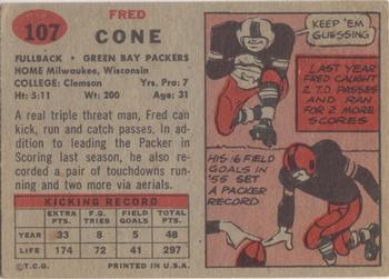 1957 Topps #107 Fred Cone Back