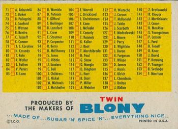 1957 Topps #NNO Checklist: 1-154 Back