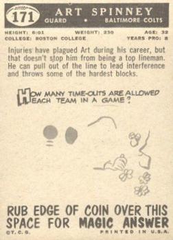 1959 Topps #171 Art Spinney Back