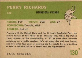 1961 Fleer #130 Perry Richards Back