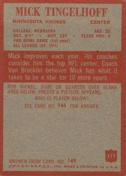 1965 Philadelphia #111 Mick Tingelhoff Back
