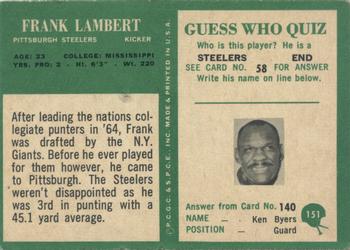 1966 Philadelphia #151 Frank Lambert Back
