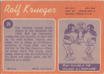 1970 Topps #26 Rolf Krueger Back