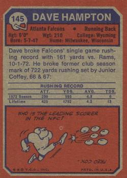 1973 Topps #145 Dave Hampton Back