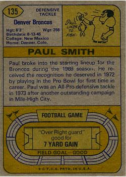 1974 Topps #135 Paul Smith Back